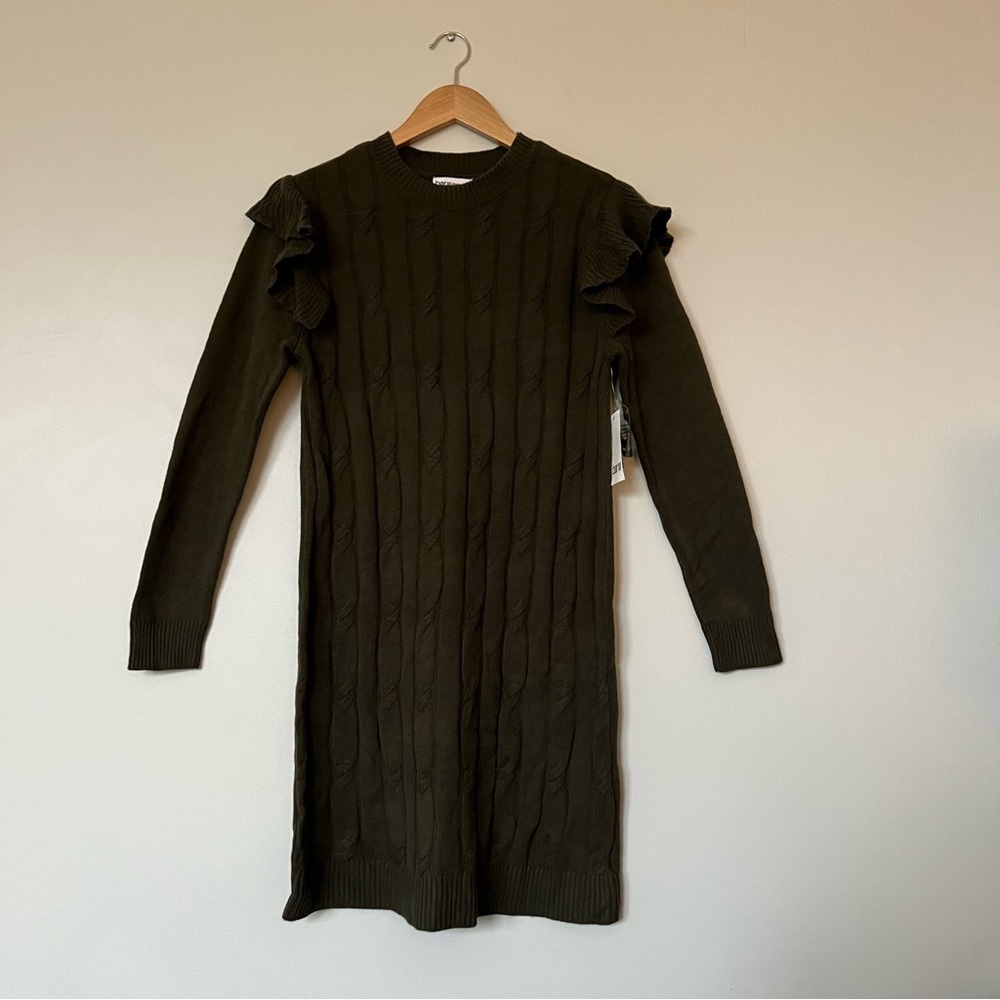 Ruffled Cable-Knit Sweater Dress - Picture 4 of 9